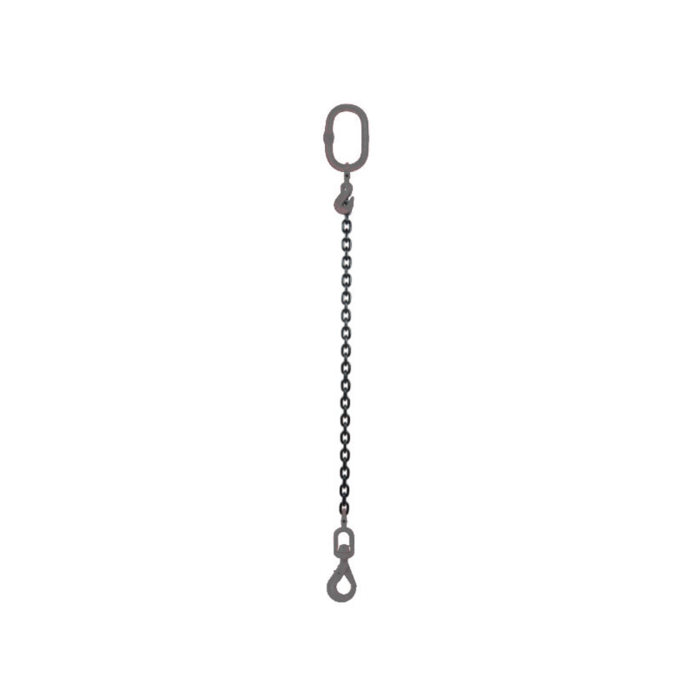 Chain sling 1-leg with swivel ball bearing safety hook, grade 10