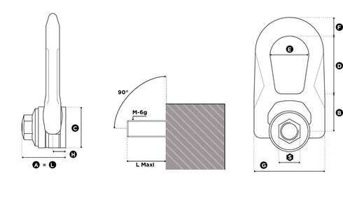 Female Double Swivel Ring Codipro SS FE DSR blueprint